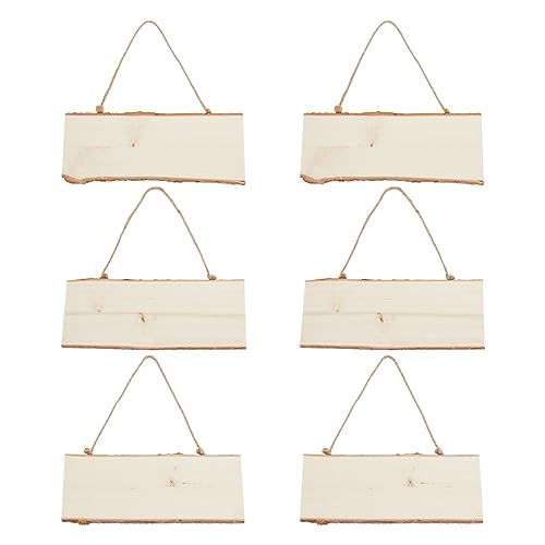 OLYCRAFT 6pcs Wood Hanging Signs Unfinished Hanging Wood Plaques Rectangle Wooden Blanks Wood Sign Wooden Slices Banners with Ropes for DIY Painting - WoodArtSupply