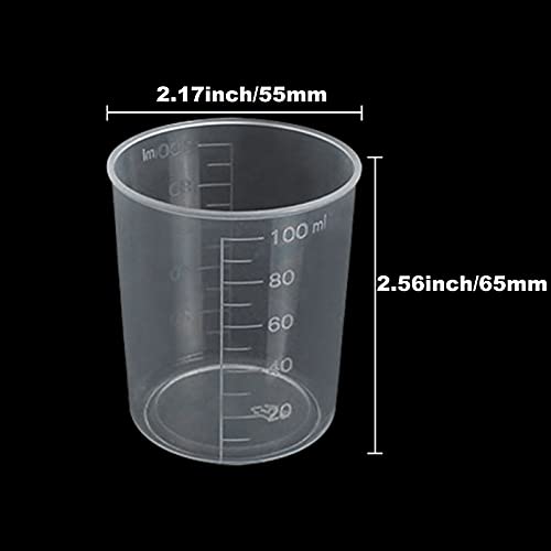 CertBuy 100PCS 100ml Plastic Measuring Cups Resin Cup for Epoxy Mixing Cup Plastic 100ML, Resin Plastic Measuring Cups 3.4oz 100ml Plastic Graduated CertBuy