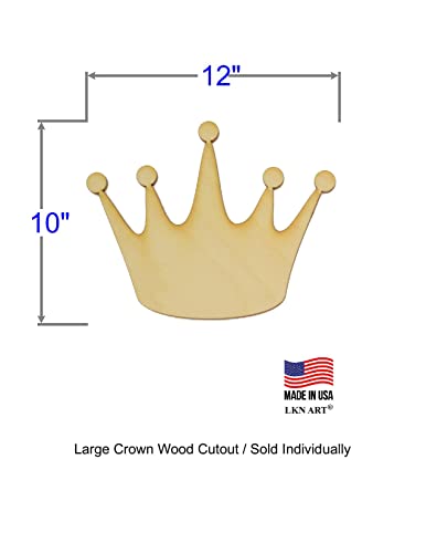 Unfinished Crown Wood Cut Out Available in a Variety of Sizes and Thicknesses (1/4” Thickness, Large 12" x 10" (Sold Individually)) - WoodArtSupply