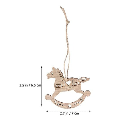 MAGICLULU 20pcs Unfinished Rocking Horse Wood Slice Hollow Wooden Horse Pattern Cutouts Hanging Wooden Horse Christmas Tree Ornament for Christmas MAGICLULU