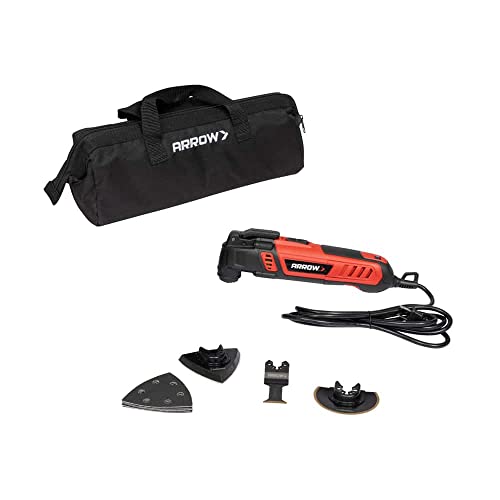Arrow OSC9500-A Oscillating MultiTool Kit, Sander Tool, and Drywall Saw, Use for Polishing, Grinding, Scraping, Includes Storage Tool Bag, Titanium Arrow Fastener