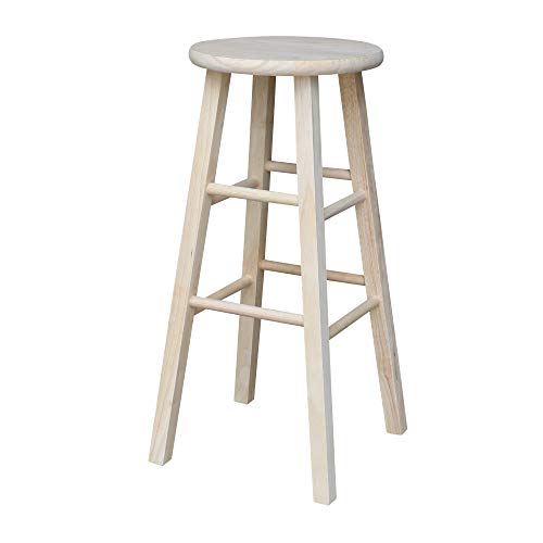 IC International Concepts International Concepts Round Top Stool-29 Seat Height, Unfinished Stool, 29-inch IC International Concepts