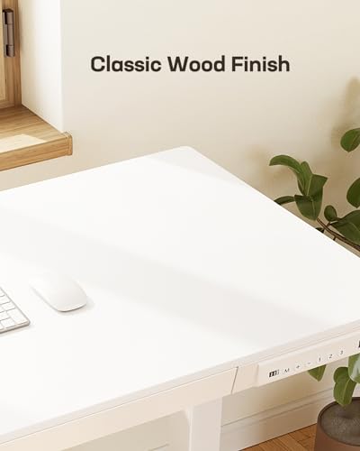 Marsail Standing Desk with Drawer, 48 x 24 inch Whole Piece Tabletop Electric Standing Desk, Height Adjustable Desk with USB Charging Ports, Sit Marsail