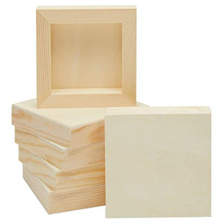 4x4 Wood Canvas Boards for Painting, Blank Deep Cradle Canvas for Art Projects (6 Pack, 0.85 in Thick) Bright Creations