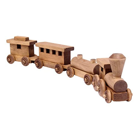 AmishToyBox.com Wooden Train Toy Play Set - 24" Long - CPSIA-Approved Finish (Harvest Stain) AmishToyBox.com