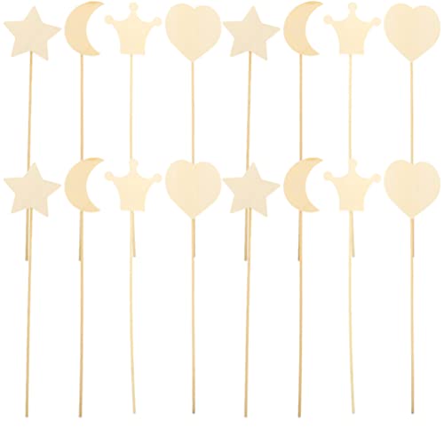 Toyvian Craft Supplies 12PCS Princess Fairy Wands Kit, Wooden Fairy Wands, Unfinished Wooden DIY Fairy Sticks Crafts Adorable Moon Wand for Girls Toyvian