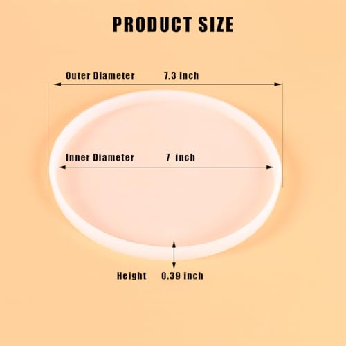 2pcs 7 Inch Resin Tray Molds, Round Rolling Tray Molds, Big Flat Round Coaster Resin Epoxy Silicone Board Molds for Resin Epoxy DIY Crafts SXYYDSG