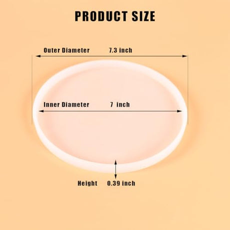 2pcs 7 Inch Resin Tray Molds, Round Rolling Tray Molds, Big Flat Round Coaster Resin Epoxy Silicone Board Molds for Resin Epoxy DIY Crafts SXYYDSG