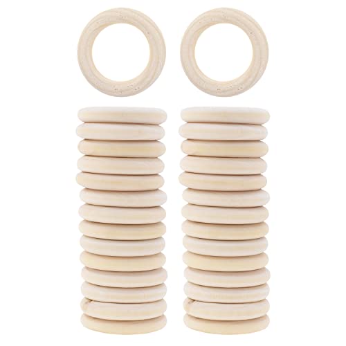 Mandala Crafts 70 40mm 1.5 Inch DIY Natural Wood Rings for Crafts - Macrame Wooden Rings - Unfinished Wood Rings for Macrame Rings Knitting Jewelry Mandala Crafts