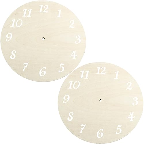 2pcs Unfinished Wall Clock Face for Crafts 8.7", DIY Wood Clock Face Blank, Round Clocks with Laser Cut Numerals, Make Your Own Clock DIY Home Decor - WoodArtSupply