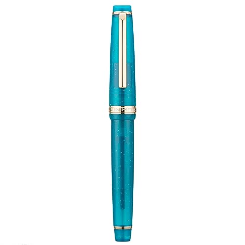 Jinhao 82 Acrylic Fountain Pen, Iridium Extra Fine Nib with Ink Converter, Transparent Peacock Blue Fluorescent Classic Design Smooth Writing Pen - WoodArtSupply