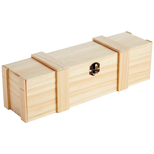 Juvale Wooden Wine Box for Split or Demi Wine Bottles, Single Wine Gift Box with Clasp for Birthday Party Gifts, Housewarming, Wedding, Anniversary - WoodArtSupply