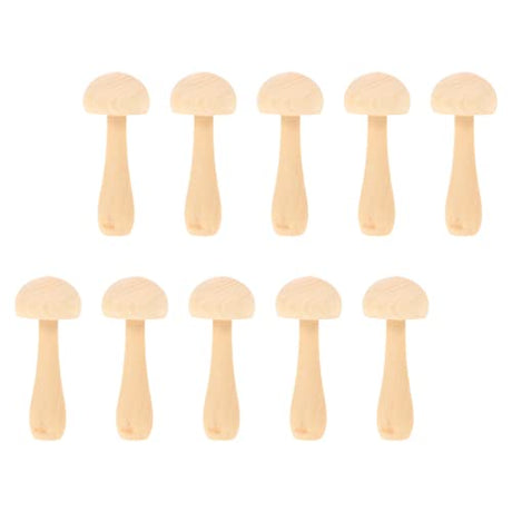 MILISTEN 10Pcs DIY Wooden Ornaments Wooden Sculpture Small Mushroom Toy unpainted Mini Mushroom Natural Wood Wooden Mushroom peg Dolls peg Dolls Milisten