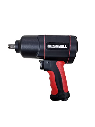 BESWELL-1180 Ft.lbs Max Loosen Torque 1/2" Regular Size Twin Hammer Air Impact Wrench-BW-112BN - WoodArtSupply