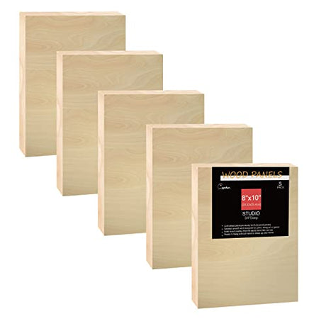 Unfinished Wood Boards Canvas for Painting, 5 Packs 3/4’’ Deep Cupohus 8’’ x 10’’ Wooden Cradled Panels for Pouring Art, Crfats, Paints and More Cupohus