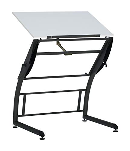 SD STUDIO DESIGNS Triflex Drawing Table, Sit to Stand Up Adjustable Office Home Computer Desk, 35.25"W X 23.5"D, Charcoal Black/White SD STUDIO DESIGNS