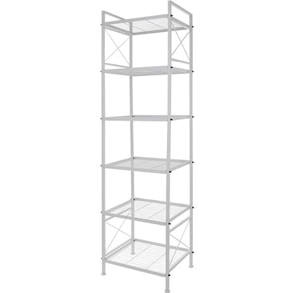 YOHKOH 6 Tier Metal Closet Storage Rack Shelves,Standing Storage Shelf Units for Laundry Bathroom Kitchen Pantry Closet(White,17.0L x 12.9W x 64.9H) - WoodArtSupply