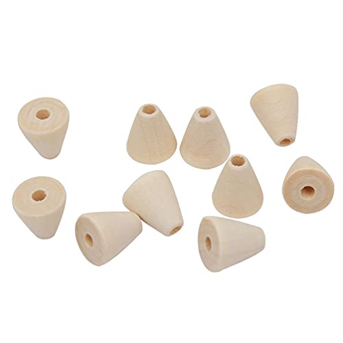 50 Pcs Natural Geometric Cone Shaped Wood Beads Unfinished Wooden Spacer Beads for Jewelry Bracelet Necklace DIY Craft Making, 14 x 16mm