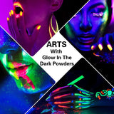 Glow in the Dark Pigment Mica Powder - 12 Colors Luminous Powder 20G/0.7Oz and 3 Colors Gold Foil Flakes 2G, Epoxy Resin Color Dyes for Resin Art, WoodArtSupply