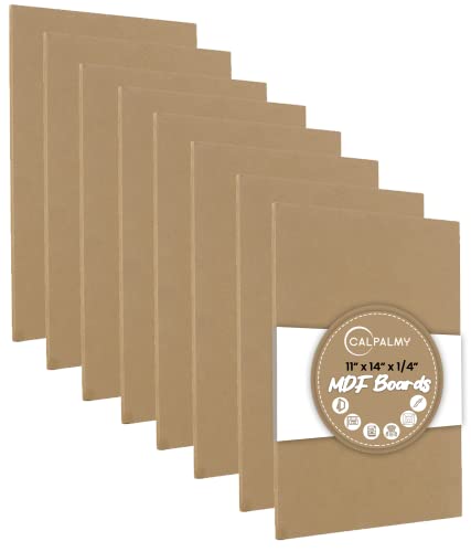 (8-Pack) CalPalmy 11” x 14” MDF Boards - 1/4” Thick Boards for Carpentry, Interior Design, Hobby Crafts, and More - with Smooth, Unfinished Sides and