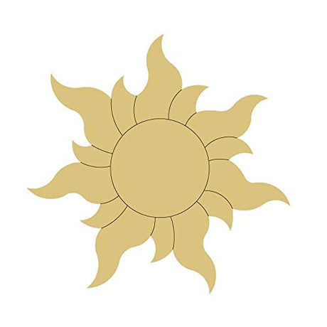 Sun Design by Lines Cutout Unfinished Wood Summer Decor Coloring Book Door Hanger MDF Shape Canvas Style 3 Art 1 (18") Diverse Woodworking