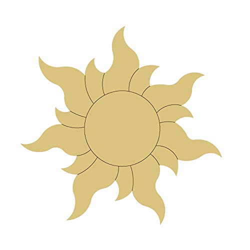 Sun Design by Lines Cutout Unfinished Wood Summer Decor Coloring Book Door Hanger MDF Shape Canvas Style 3 Art 1 (18") - WoodArtSupply