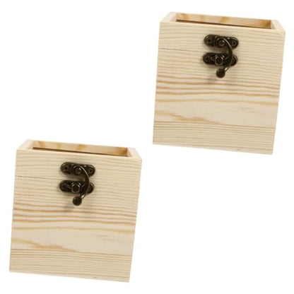 BESTOYARD 2 Pcs Wooden Box with Glass Lid Jewelry Container Earring Display Holder Glass Jewelry Keepsake Candy Necklace Case Unfinished Wooden Chest