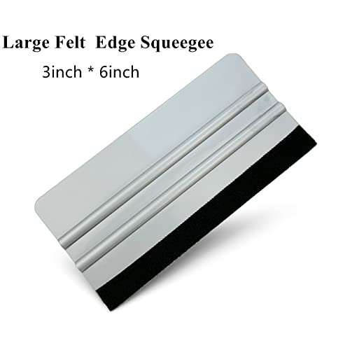 3 Piece Felt Edge Squeegee, 4inch - 5inch - 6inch Vinyl Wrap Squeegee, Plastic Squeegee Scratch-Free for Decals, Adhesive Vinyl, Window Film, CARTINTS