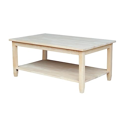 IC International Concepts Solano Coffee Table, 42 in W x 25 in D x 18 in H, Unfinished