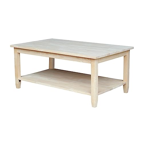 IC International Concepts Solano Coffee Table, 42 in W x 25 in D x 18 in H, Unfinished - WoodArtSupply