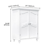 Teamson Home Versailles Wooden Freestanding Floor Storage Cabinet with 2 Adjustable Interior Shelves 3 Storage Spaces and 2 Floral Scroll Doors, Teamson Home