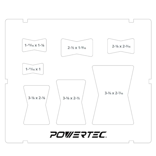 POWERTEC 71356 Clear Acrylic Butterfly Bowtie Router Template for Woodworking, Decorative Wood Router Jig Stencils Inlay Kit for Precise Cuts (7 in 1 POWERTEC