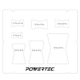 POWERTEC 71356 Clear Acrylic Butterfly Bowtie Router Template for Woodworking, Decorative Wood Router Jig Stencils Inlay Kit for Precise Cuts (7 in 1 POWERTEC