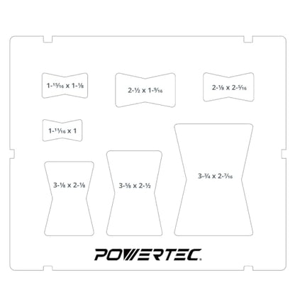 POWERTEC 71356 Clear Acrylic Butterfly Bowtie Router Template for Woodworking, Decorative Wood Router Jig Stencils Inlay Kit for Precise Cuts (7 in 1