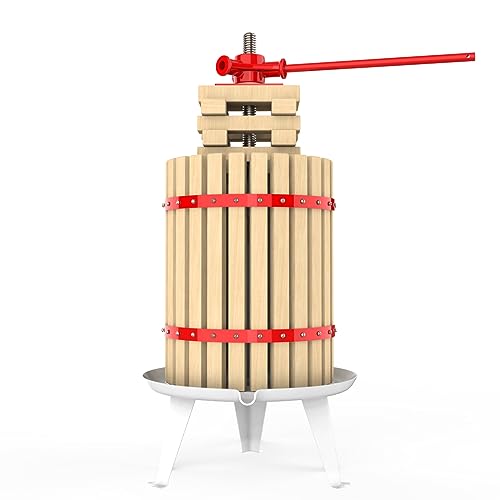 4.75 Gallon Fruit Wine Press - 100% Nature Apple&Grape&Berries Crusher Manual Juice Maker for Kitchen, Solid Wood Basket with 8 Blocks Heavy Duty - WoodArtSupply