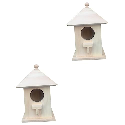 Yardwe 2 Pcs Birdhouse Making Kit Hand Decor Unfinished Wood Birdhouse Kits Bird House for Crafts Hanging Bird House Decor DIY Bird House Log Cabin Yardwe