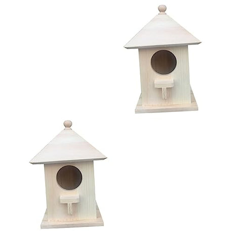 Yardwe 2 Pcs Birdhouse Making Kit Hand Decor Unfinished Wood Birdhouse Kits Bird House for Crafts Hanging Bird House Decor DIY Bird House Log Cabin Yardwe