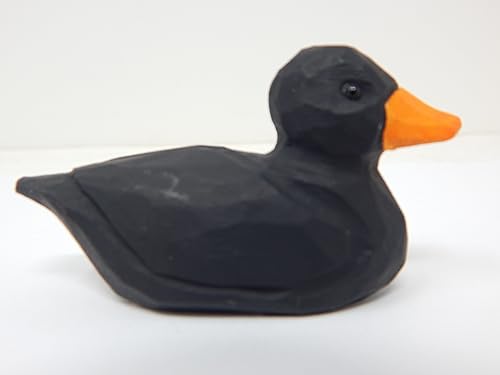 Selsela Black Duck Figurine Wood Statue Miniature Handmade Art Decoy Carved Bird Decor Small Animal Collectible Selsela