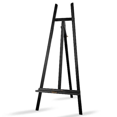 Somime A - Frame Wooden Display Easel - Adjustable Lyre Beechwood Studio Easel Stand Holding Canvas Up to 90", Inclinable Artist Floor Painting Easel