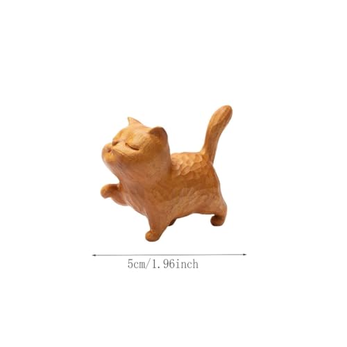 Dsadrwq 1 Pcs Wooden Carved Cat Ornaments Handmade Wood Carved Cats Cat Memorial Statues Cat Figurines for Home Decor Accents - WoodArtSupply