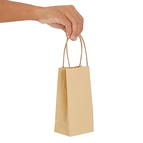 Juvale 50-Pack Small Brown Gift Bags with Handles - Small Kraft Paper Bags for Birthday, Retail, Crafts (3.5x2.4x7 in) Juvale