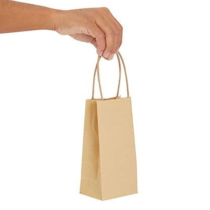 Juvale 50-Pack Small Brown Gift Bags with Handles - Small Kraft Paper Bags for Birthday, Retail, Crafts (3.5x2.4x7 in) - WoodArtSupply