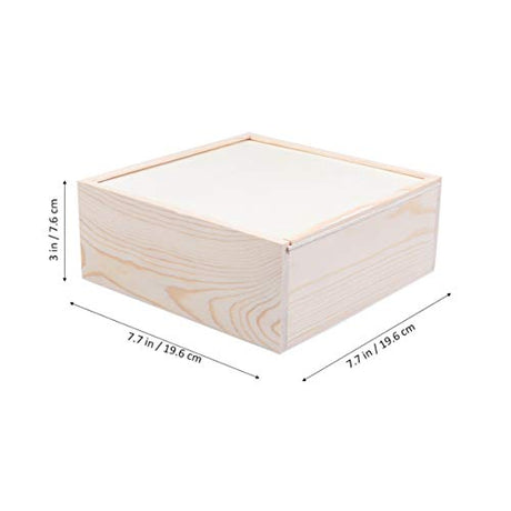 Kisangel 1Pc Gift Box With Lids Sliding- Lid Wooden Boxes Decorative Storage Boxes Wooden Unfinished Storage Box for Birthday Party (20 * 20 * 8) Kisangel