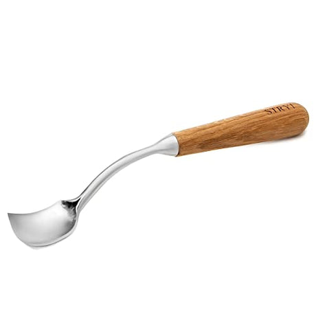 Stryi Long Bent Gouge 1.6 In BG40, Handmade Wood Carving Large Gouge For Two Hands, Deep Cuts Gouge, Volume Wood Cutting Tool, Kuksa Spoon Bowl StryiCarvingTools
