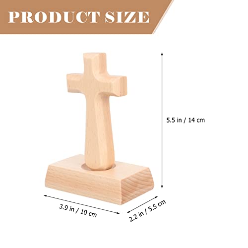 Operitacx 2pcs Christian Cross Stand up Cross Rustic Cross Decor Wood Cross Unfinished Wood Jesus Cross Wood Crosses for Crafts Desk Signs Tabletop - WoodArtSupply