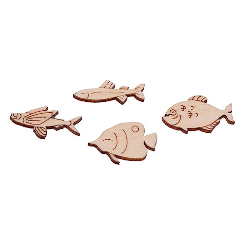 Wedding Decor 20pcs Wood Pieces Sea Animals Wood DIY Crafts Cutouts Wooden Ocean Animals Slices Embellishments for Art Crafts Fish Sewroro