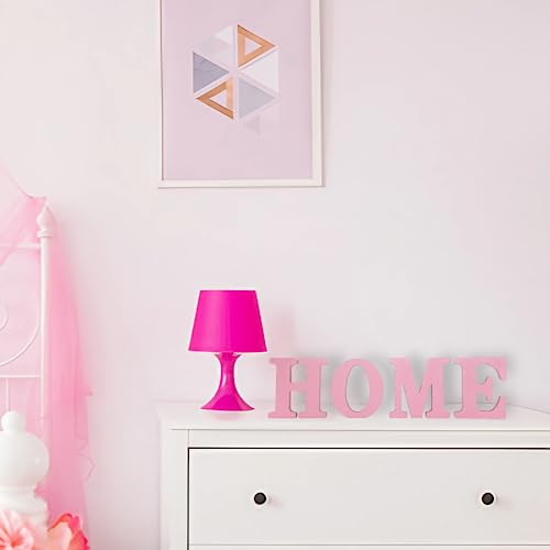 WOODOUNAI 4 Inch Pink Wood Letters Unfinished Wood Letters for Wall Decor Decorative Standing Letters Slices Sign Board Decoration for Craft Home woodounai