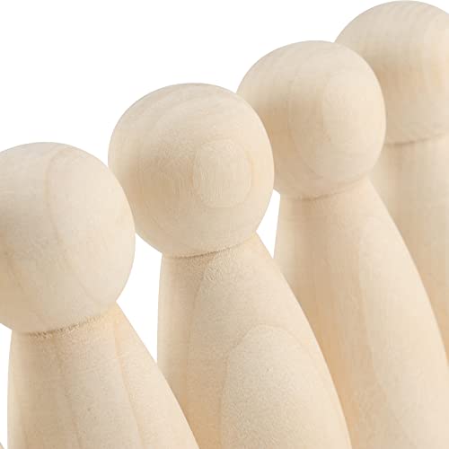 SINJEUN 40 PCS 3-1/2 Inch Wood Peg Dolls, Unfinished Large Wood Peg Woman Angel Shape Wooden People Decorative Jumbo Peg Dolls Unpainted Wood Figures