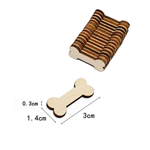 50 Pcs Dog Bone Shaped Unfinished Wood Slices Wooden Embellishments for DIY Craft Projects - WoodArtSupply