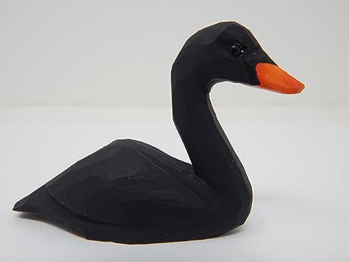 Selsela Black Swan Figurine Bird Animal Decor Art Small Goose Statue Gift Carving Miniature Sculpture Selsela